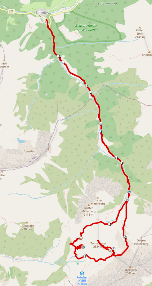 Streckenplan Skitour Tschachaun